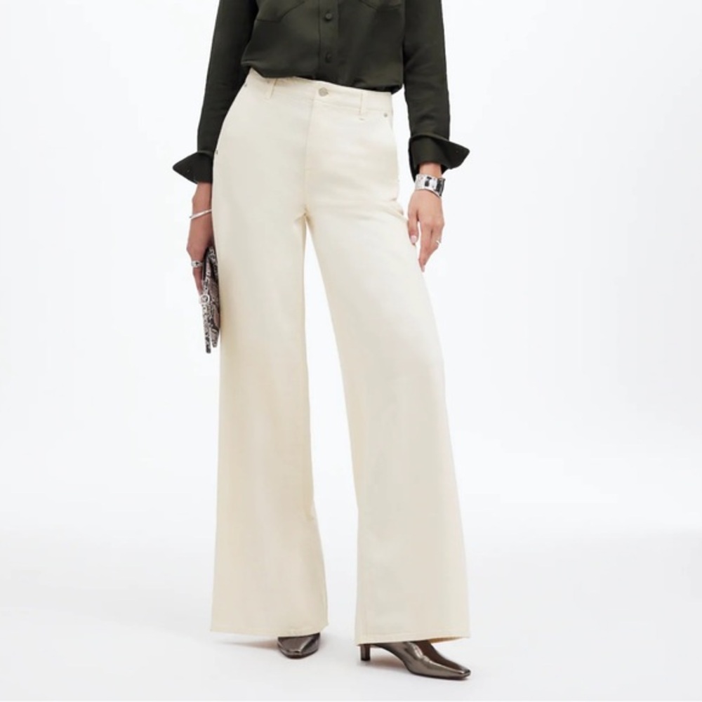 Madewell wide leg sweep ivory Denim Trousers 27